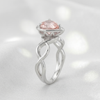 ZR Sofia Twist Pear‑Shaped Pink‑Purple Lab‑Created Gemstone Ring Twisted Infinity Band S925 Sterling Silver Delicate Engagement Ring-【Sofia】#4808