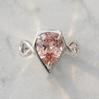 ZR Sofia Twist Pear‑Shaped Pink‑Purple Lab‑Created Gemstone Ring Twisted Infinity Band S925 Sterling Silver Delicate Engagement Ring-【Sofia】#4808