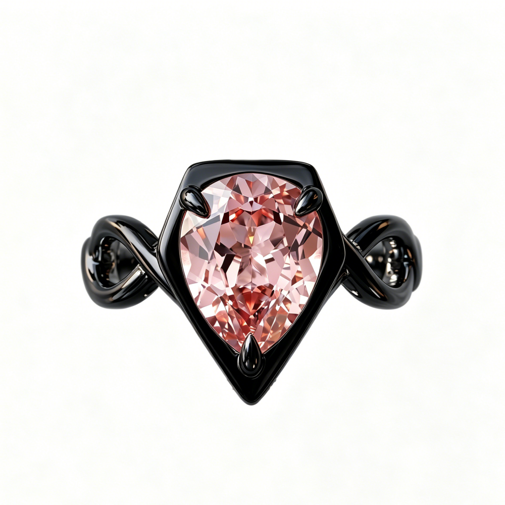 ZR Sofia Twist Pear‑Shaped Pink‑Purple Lab‑Created Gemstone Ring Twisted Infinity Band S925 Sterling Silver Delicate Engagement Ring-【Sofia】#4808