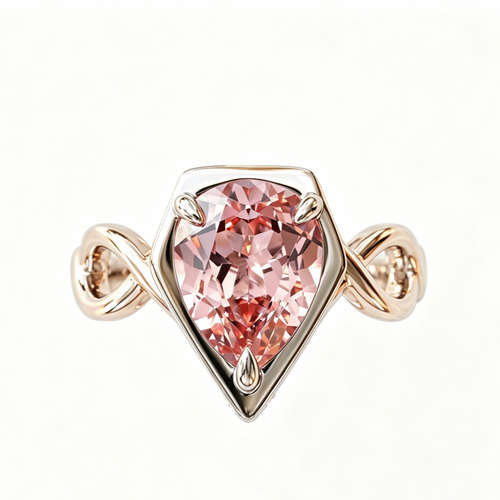 ZR Sofia Twist Pear‑Shaped Pink‑Purple Lab‑Created Gemstone Ring Twisted Infinity Band S925 Sterling Silver Delicate Engagement Ring-【Sofia】#4808